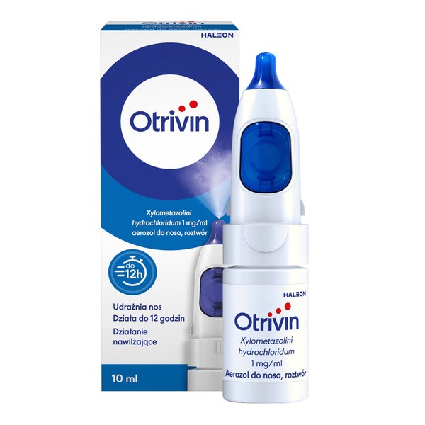 Otrivin 0.1%, (1 mg/ml), aerozol do nosa, 10 ml, pompka z boku
