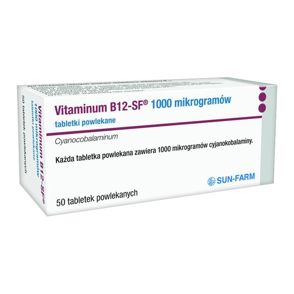 Vitaminum B12-SF, 1000 mikrogramów, tabletki powlekane, 50 szt.