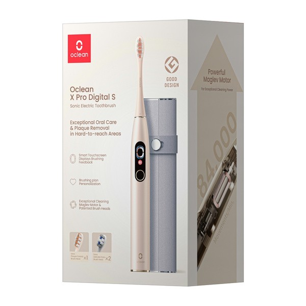 Oclean X Pro Digital, zestaw (szczoteczka + etui +3 dodatkowe końcówki), kolor złoty, 1 szt.