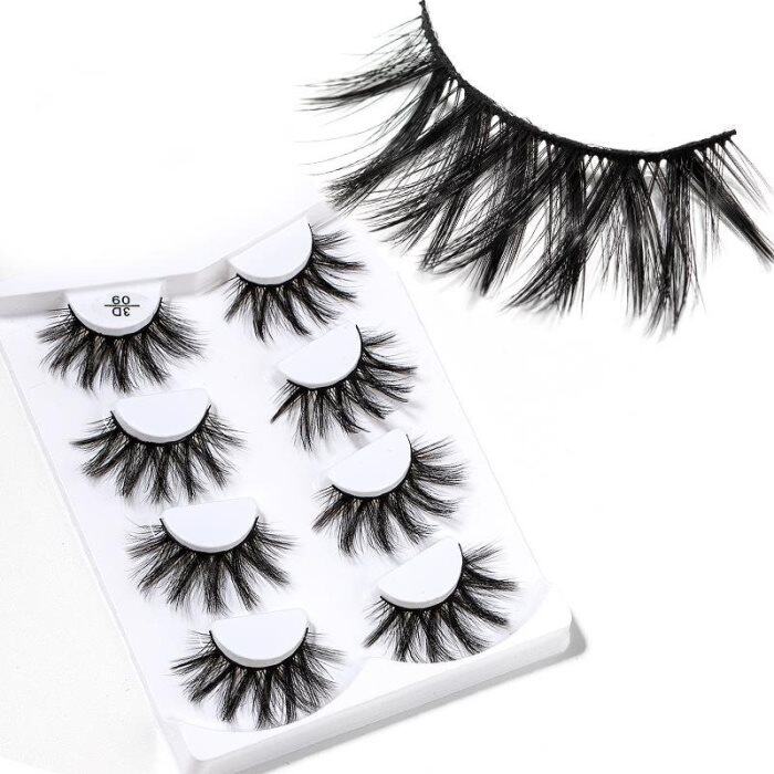 4 Paar luchtige, kruislings geplaatste kunstwimpers – 3D-minklook wimpers – Handgemaakt voor make-up