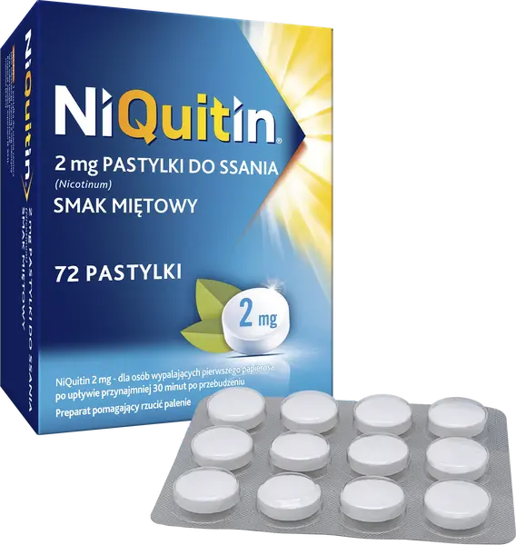 Niquitin, 2 mg, pastylki do ssania, smak miętowy, 72 szt.