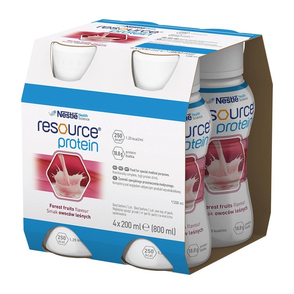 Zestaw 4 x Resource Protein, płyn o smaku owoców leśnych, 4 x 200 ml