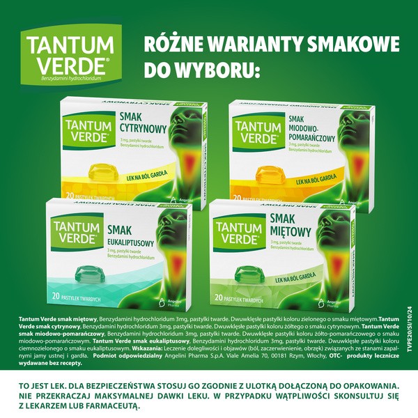 Tantum Verde smak eukaliptusowy, 3 mg, pastylki twarde, 20 szt.