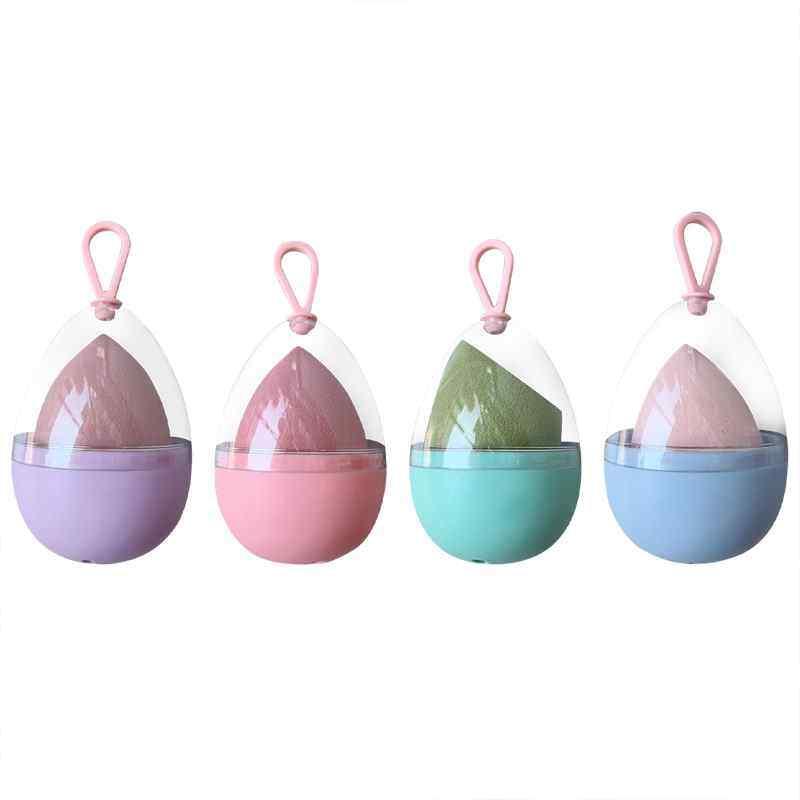 Estojo de armazenamento portátil transparente vazio para esponjas de maquiagem, suporte para esponjas em formato de ovo, organizador de maquiagem.