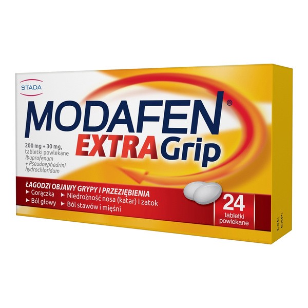 Modafen Extra Grip, 200 mg + 30 mg, tabletki powlekane, 24 szt.