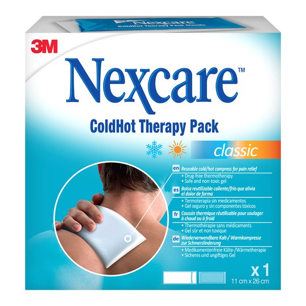 Nexcare ColdHot Therapy Pack Classic, zimno-ciepły okład żelowy wielokrotnego użytku, 11 cm x 26 cm, 1 szt.