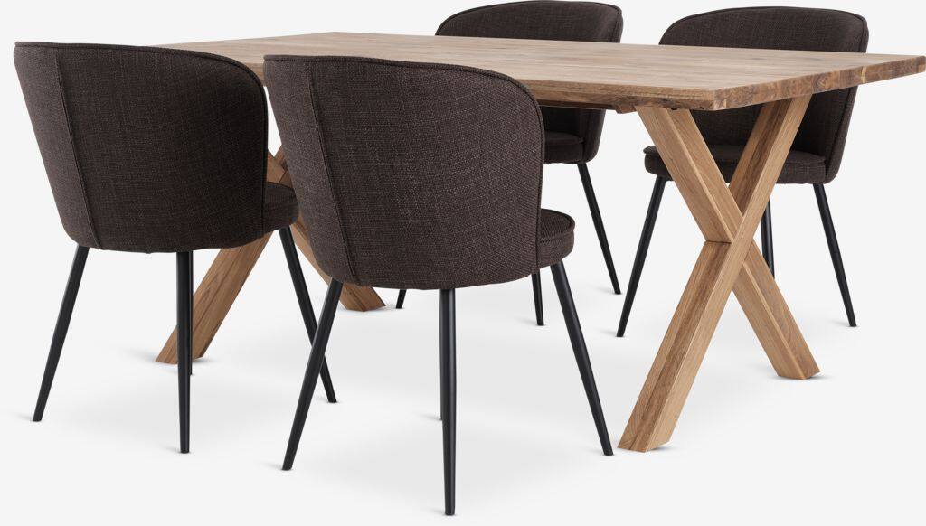 GRIBSKOV RISSKOV GRIBSKOV L180 egetræsbord 4 RISSKOV stol mørkebrun