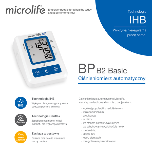 Microlife BP B2 Basic, ciśnieniomierz automatyczny, 1 szt.