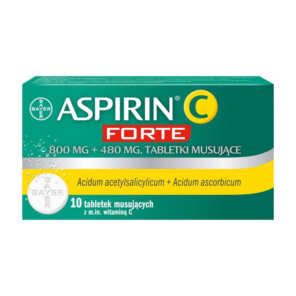 Aspirin C Forte, 800 mg + 480 mg, tabletki musujące, 10 szt.