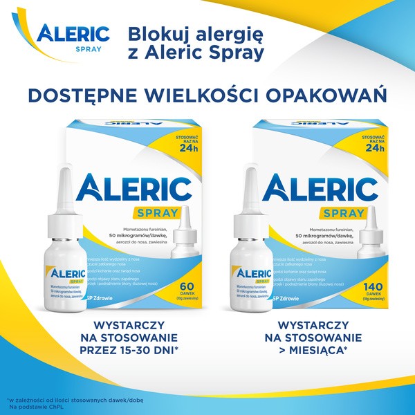 Aleric Spray 60 dawek, spray do nosa, na katar alergiczny u dorosłych