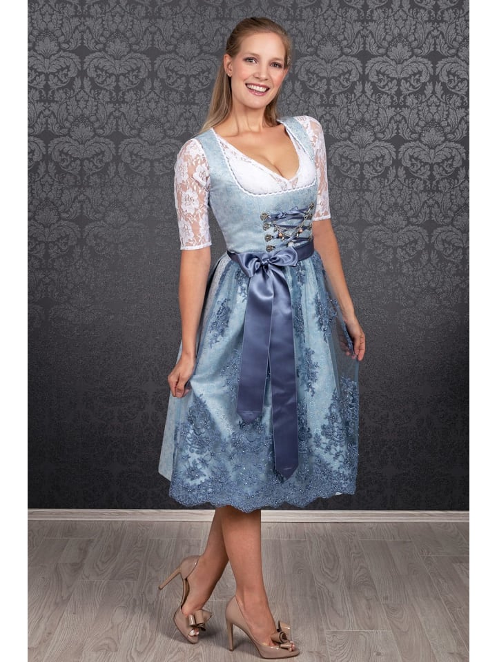 Edelnice Midi Dirndl 2-teilig Cloé in hellblau günstig kaufen