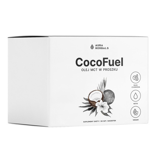 Aura Herbals Coco Fuel, Olej MCT w proszku, saszetki, 30 szt.