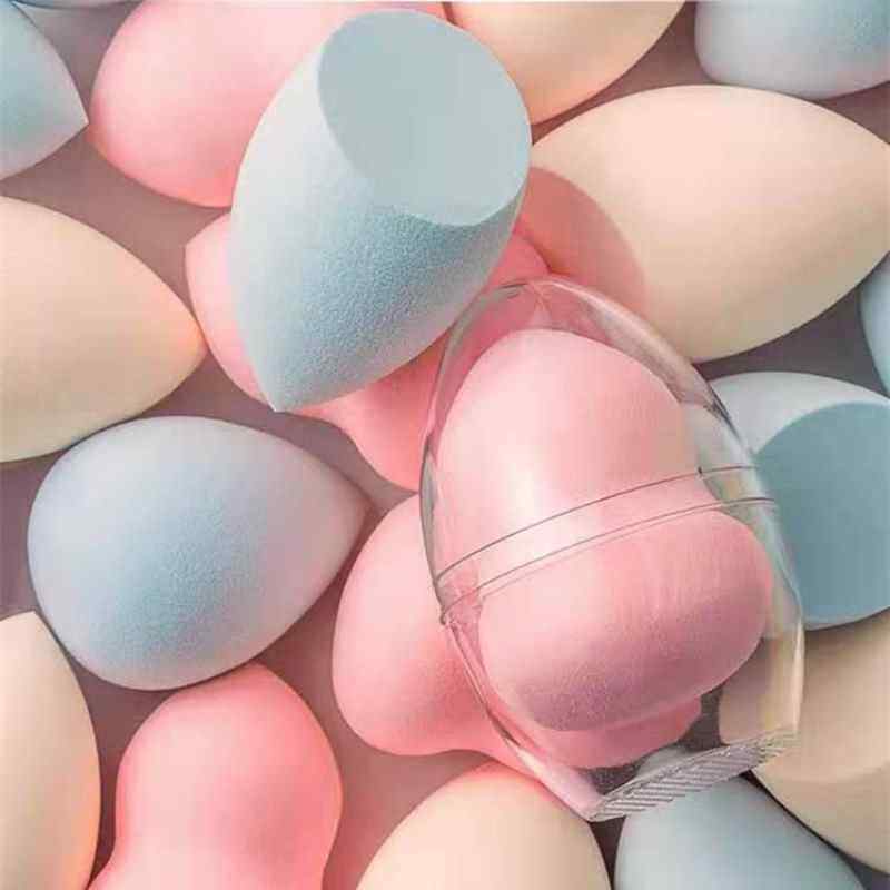 Conjunto de 4 esponjas de maquiagem com estojo para guardar esponja para base e pó, acessórios de beleza para maquiagem feminina.
