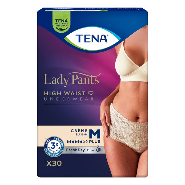 Tena Lady Pants Plus, majtki chłonne, Creme, rozmiar M, 30 szt.