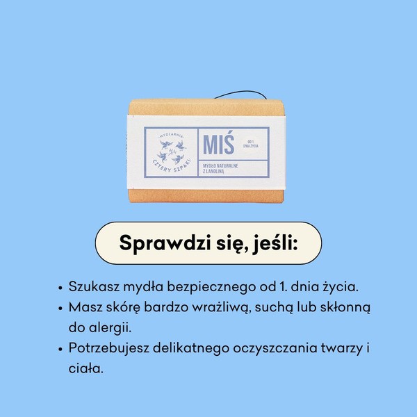 Mydlarnia 4 Szpaki, Miś z lanoliną, naturalne mydło w kostce, 110 g