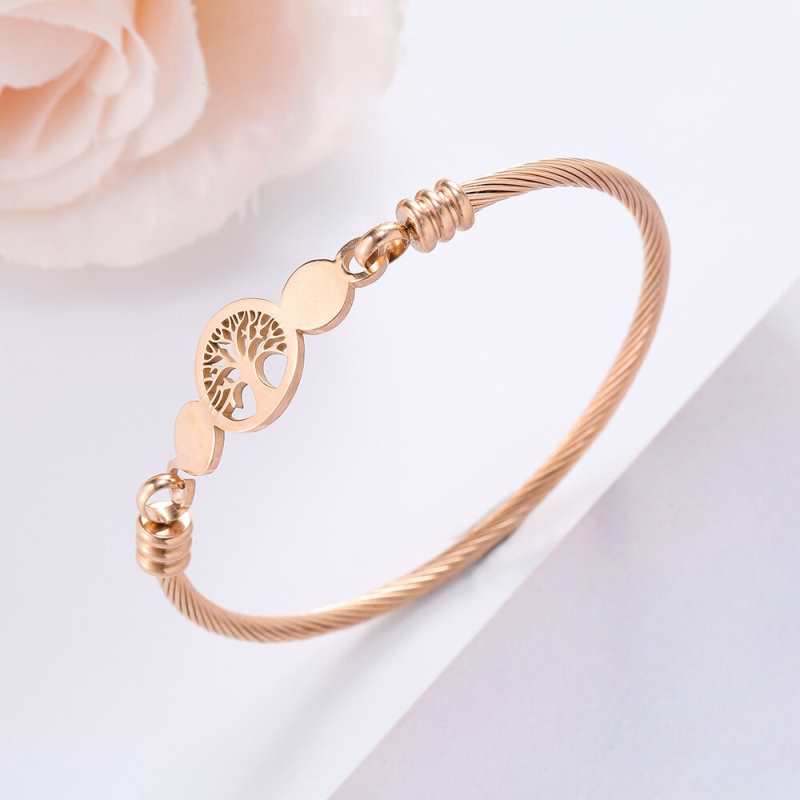 Bransoleta ze stali nierdzewnej drzewo zycia rozowe zloto kolorowa bransoletka Bangle dla kobiet 2020 nowe prezenty choinkowe 2019 bizuteria