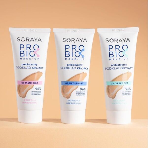 Soraya Probio Make-Up, prebiotyczny podkład kryjący, jasny beż 01, 30ml