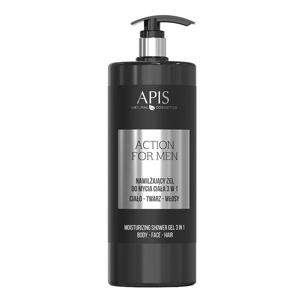 Apis Action For Men, nawilżający żel do mycia ciała 3w1, 1 l