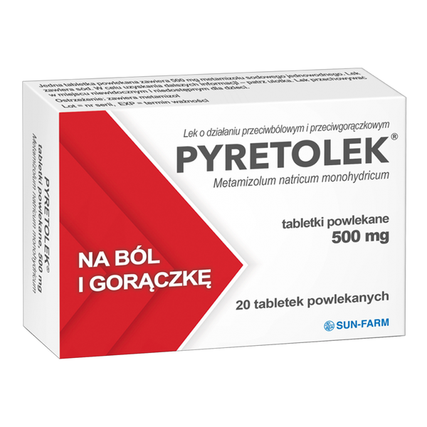 Pyretolek, 500 mg, tabletki powlekane, 20 szt.