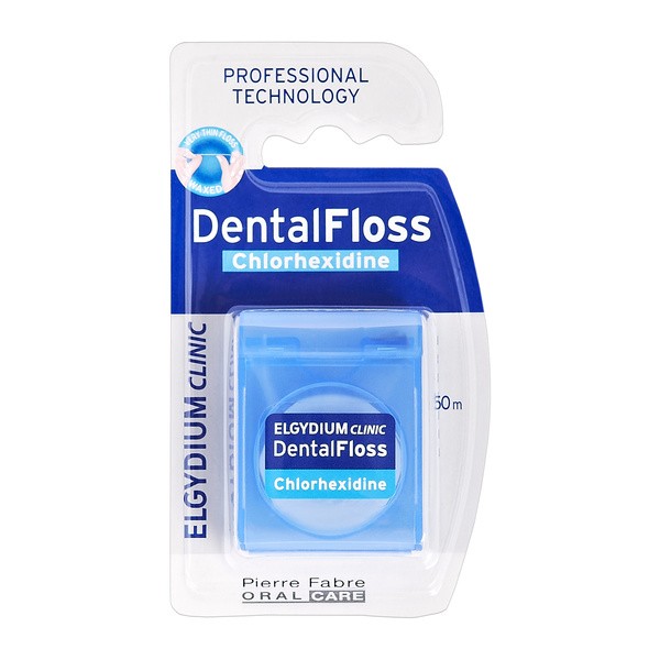 Elgydium Dental Floss Chlorhexidne, nić dentystyczna z chlorheksydyną, 50 m