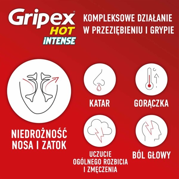 Gripex Hot Intense, proszek do sporządzenia roztworu doustnego, 12 saszetek