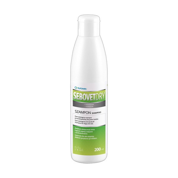 Sebovet Dry, dermatologiczny szampon przeciwłupieżowy dla psów i kotów, 200 ml