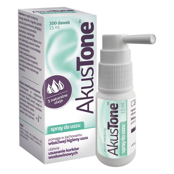 Akustone, spray do uszu, 15 ml (300 dawek)