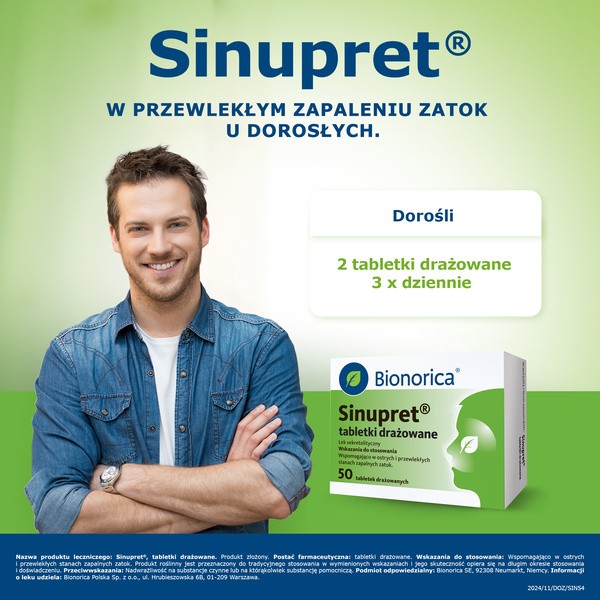 Sinupret, tabletki drażowane, 50 szt.