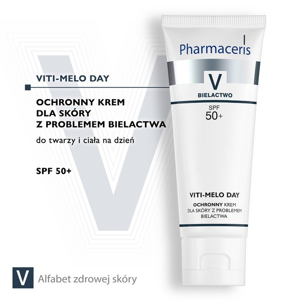 Pharmaceris V Viti-Melo Day, ochronny krem dla skóry z problemem bielactwa, do twarzy i ciała, SPF 50+, 75 ml