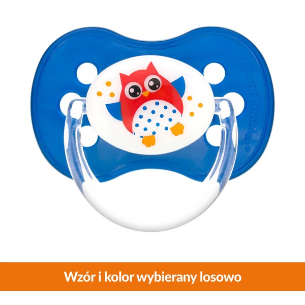 Canpol Babies, smoczek uspokajający silikonowy symetryczny, Sówki, 18 m+, 1 szt.