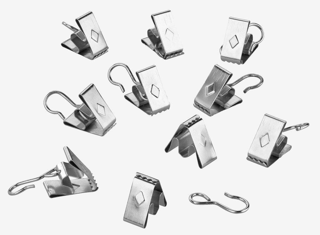 Gardinringklemmer 10 stk/pakke børstet stål