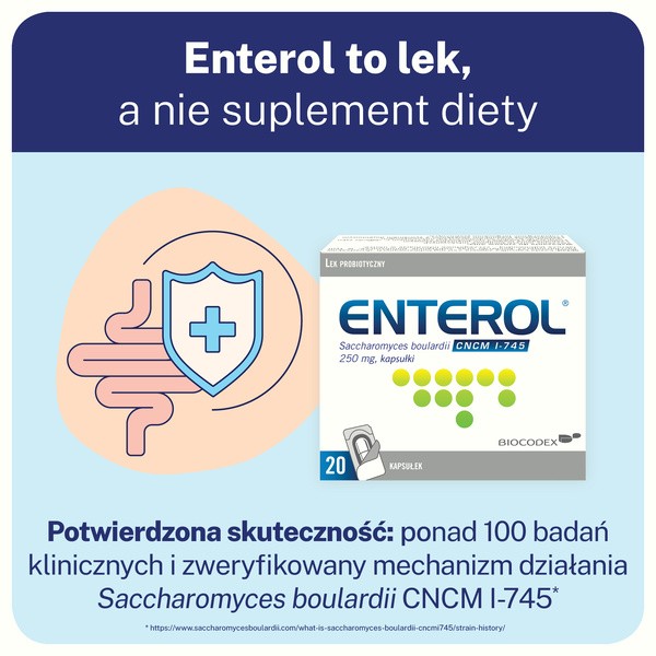 Enterol, 250 mg, kapsułki, 20 szt