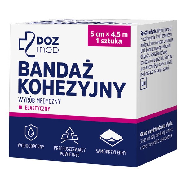 DOZ Med, bandaż elastyczny kohezyjny, 5 cm x 4,5 m, cielisty, 1 szt.