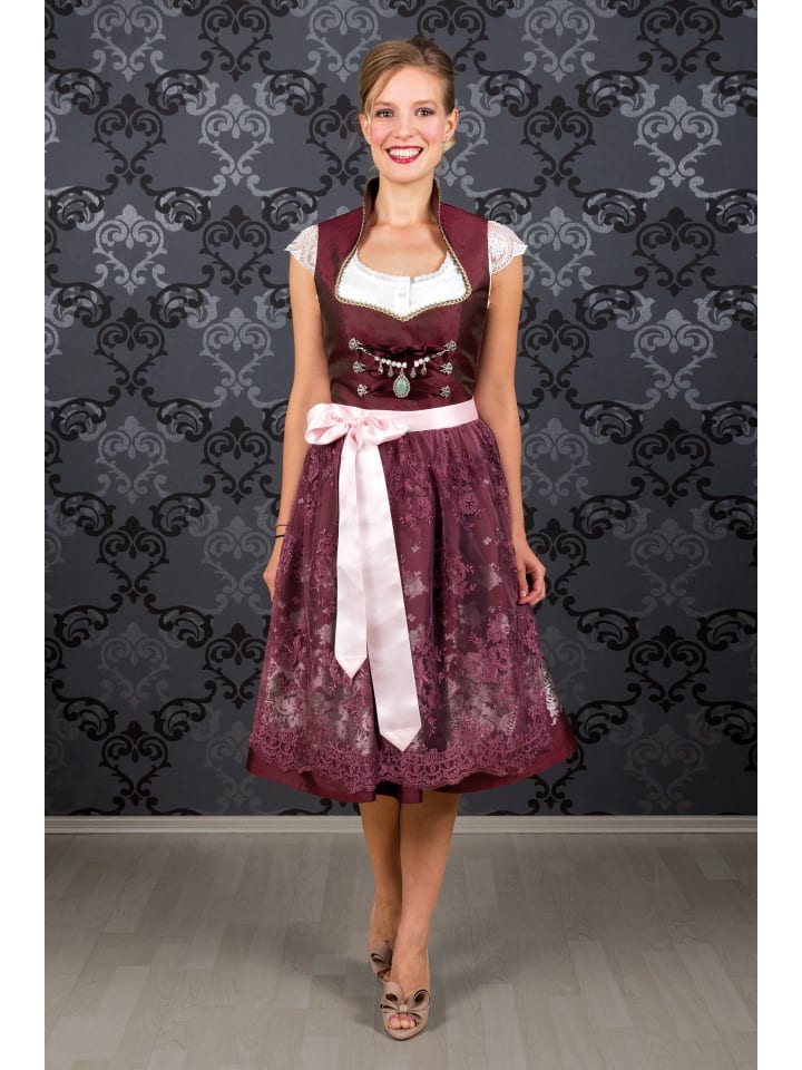 Edelnice Midi Dirndl 2-teilig Stella in bordeaux günstig kaufen