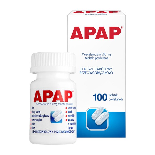 Apap, 500 mg, tabletki powlekane, 100 szt.