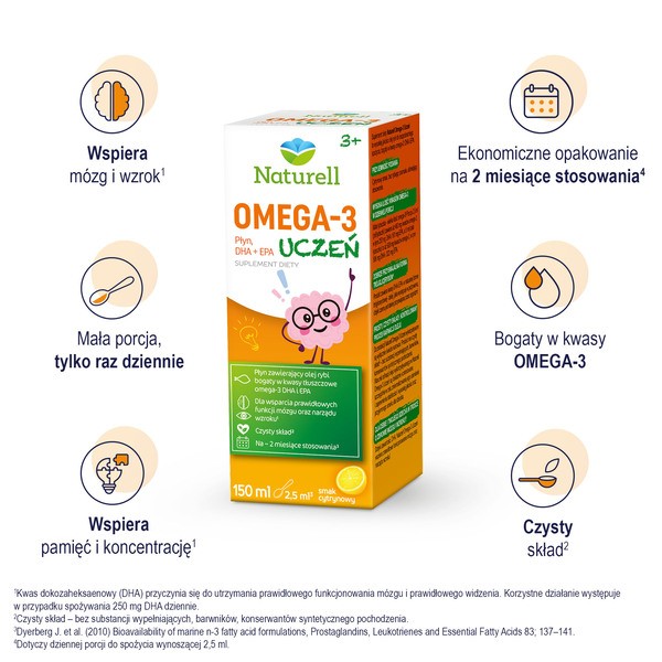 Naturell Omega-3 Uczeń, płyn, 150 ml