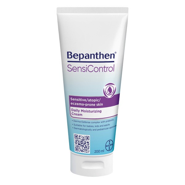 Bepanthen SensiControl, krem nawilżający do codziennej pielęgnacji skóry atopowej, 200 ml