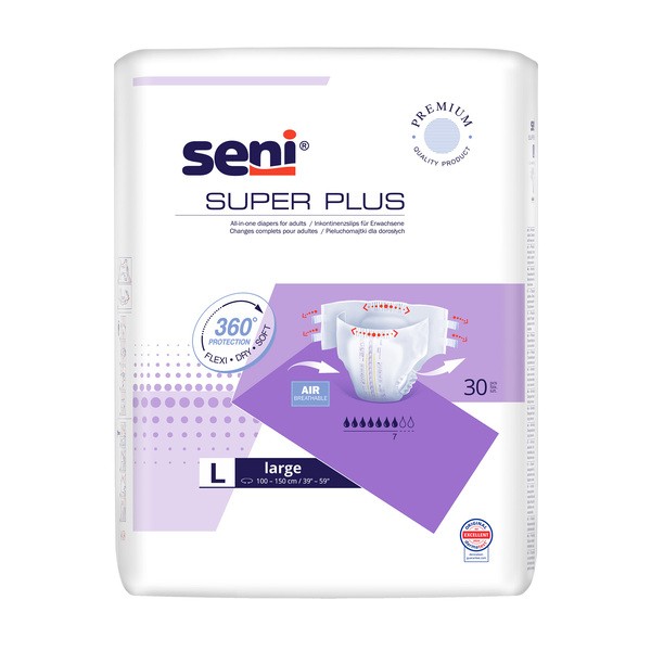 Seni Super Plus, pieluchomajtki dla dorosłych, rozmiar L, 30 szt.