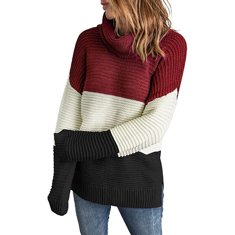 Asvivid Grube swetry z golfem dla kobiet z długim rękawem i dzianinowym swetrem