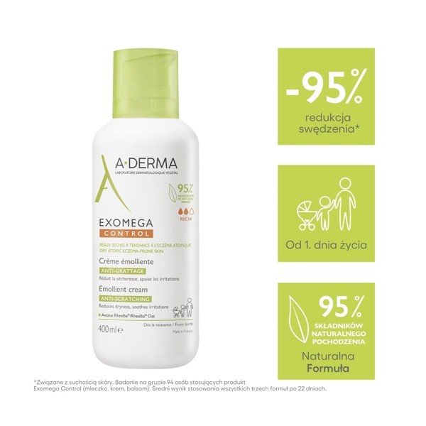 Aderma Exomega Control, krem emolient, 400 ml