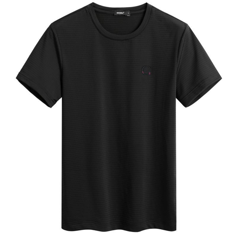 Thin Ice Silk T Shirt Men 2020 Summer Casual Short Sleeve TShirt Mens Embroidery Round Neck T shirt Tops Clothes Streetwear