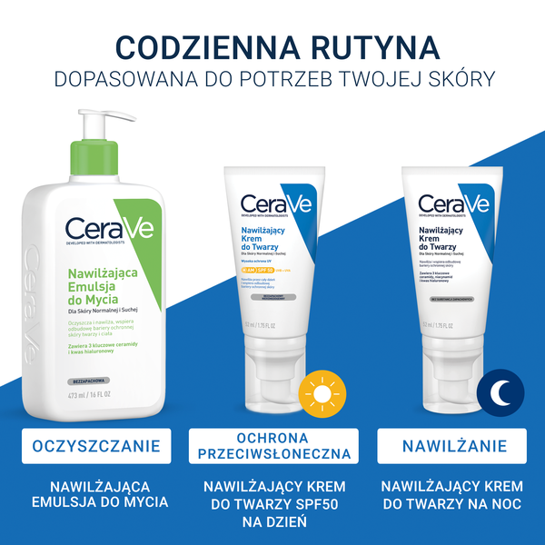 CeraVe, nawilżający krem do twarzy z ceramidami, 52 ml