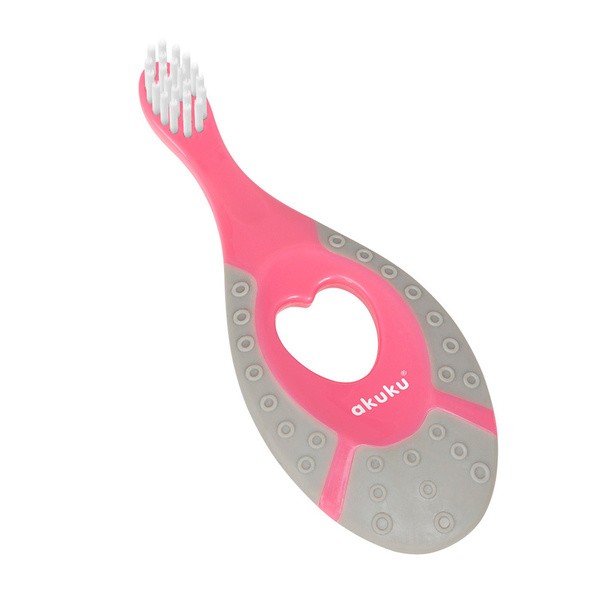 Akuku, szczoteczka do zębów, 0-2 lata, różowa, 1 szt.