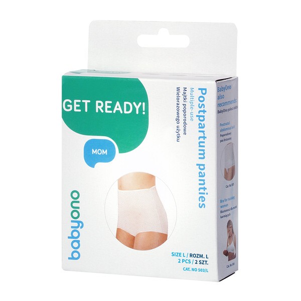 BabyOno, majtki poporodowe, wielorazowego użytku, rozmiar L, 2 szt
