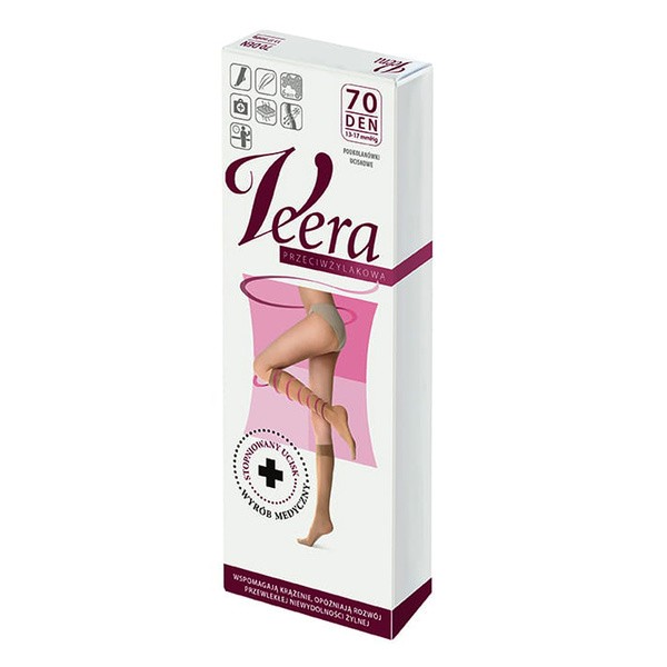 Veera Przeciwżylakowa, podkolanówki uciskowe, 70 DEN, czarny, rozmiar 3/4 (39-41)