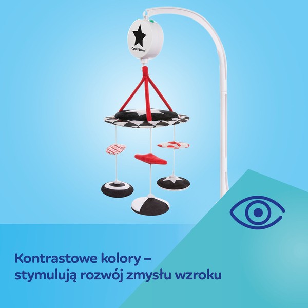 Canpol Babies Sensory Toys, kontrastowa karuzela pluszowa z pozytywką, 1 szt.