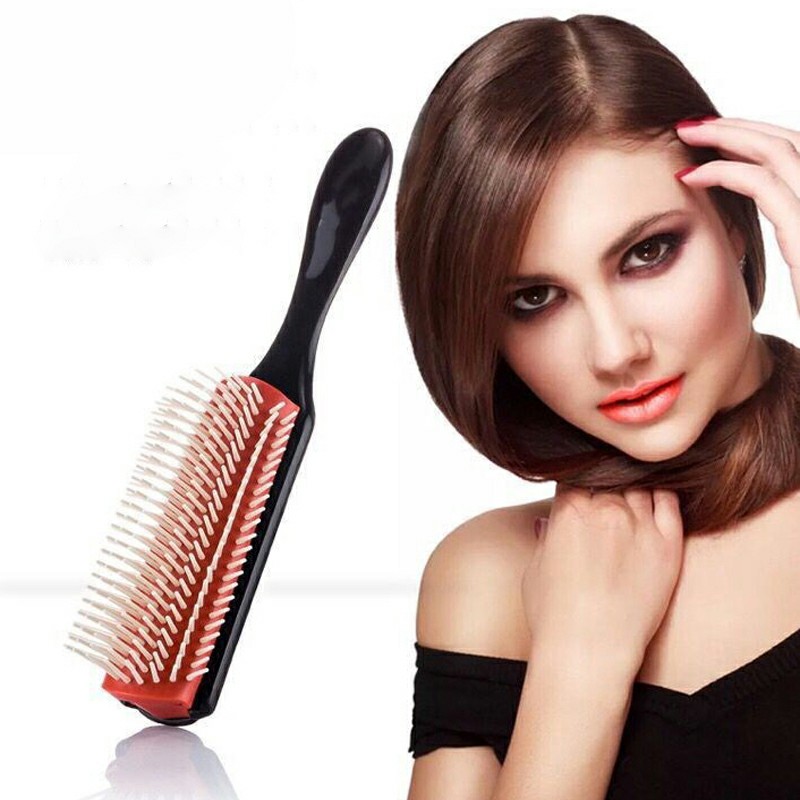 Grzebień do włosów 9-rzędowa szczotka do włosów Grzebień typu szczurzy ogon Szczotka do stylizacji włosów Prosta, kręcona szczotka do masażu skóry głowy na mokro dla kobiet
