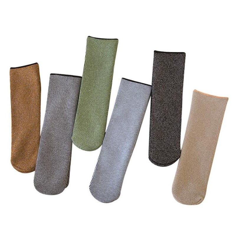 Modne, ciepłe skarpetki damskie w paski, plus aksamitne grube skarpetki Cew, zimowe skarpetki z bawełnianą wkładką frotte, buty na podłogę, Calcetines