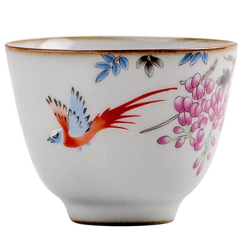Ruyao Flower and Bird Tea Master Cup 100ml Pojedyncza miseczka do herbaty Jianzhan Pastrol Personal Ceramic Retro Ceremonia Tea Cup Accessories