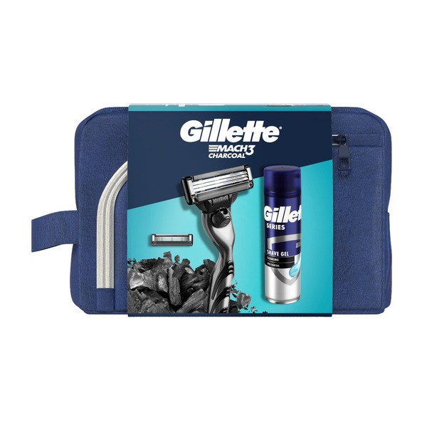 Zestaw Gillette, maszynka do golenia Mach3 + ostrze, 1 szt. + Series, oczyszczający żel do golenia, 75 ml